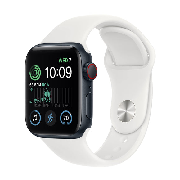 Apple Watch SE GPS + Cellular Aluminum 40mm (2nd Gen) Midnight + White Strap